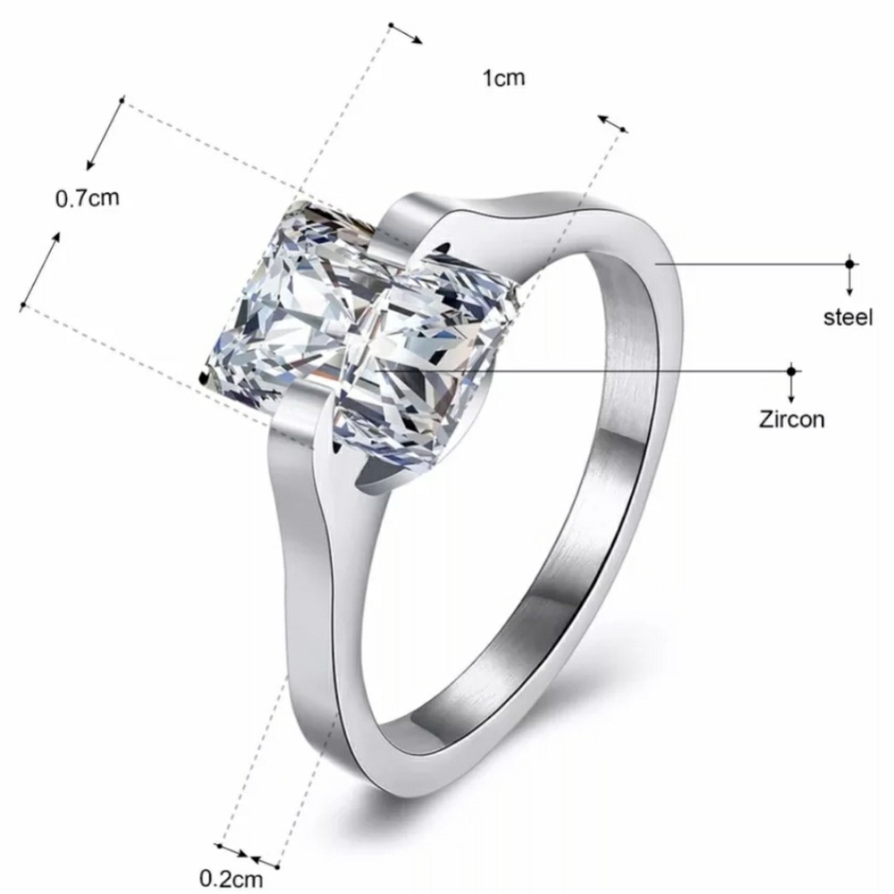 NWT Rectangle Cz Engagement Ring Size 9 - Picture 2 of 8